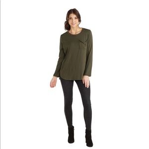 Noah long sleeve jersey top in olive